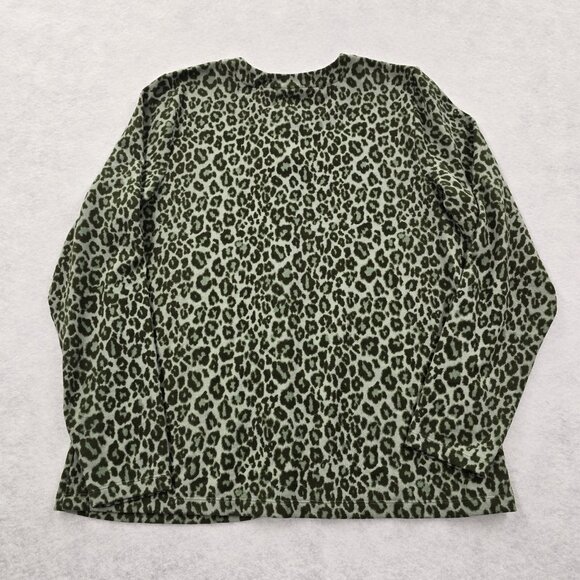 Quacker Factory XL Animal Print Snap Button Cardigan Size M Rhinestone Green - Picture 2 of 7